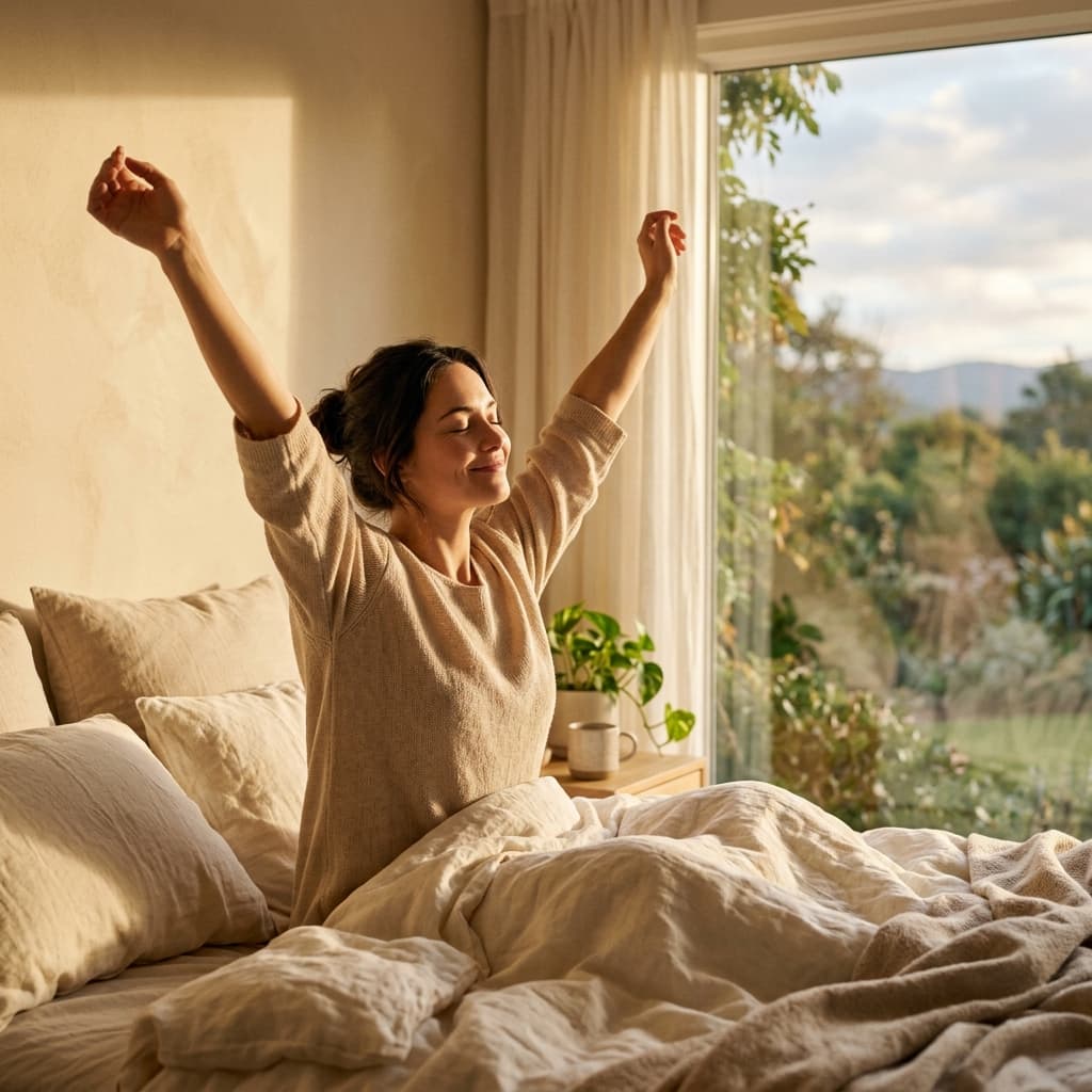 Waking up refreshed in morning sunlight