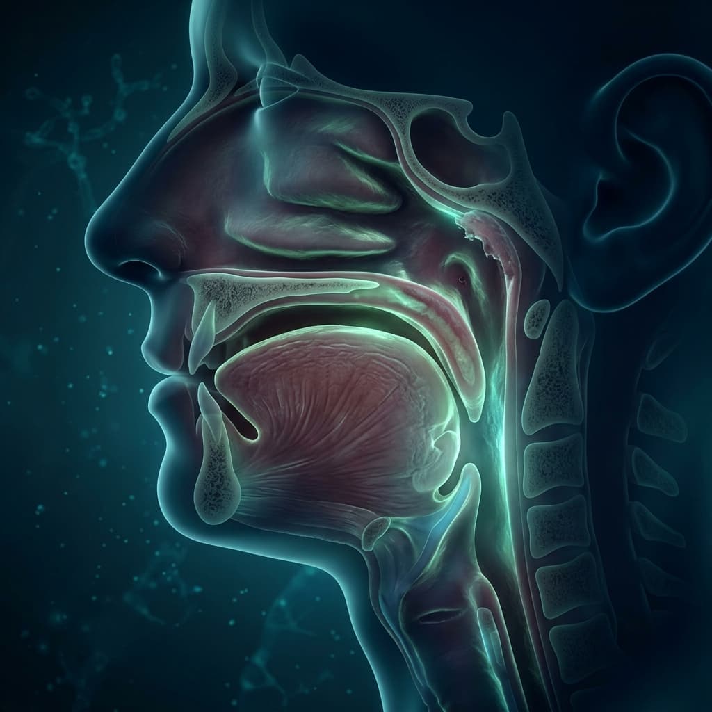 3D medical visualization of obstructive sleep apnea showing the upper airway anatomy