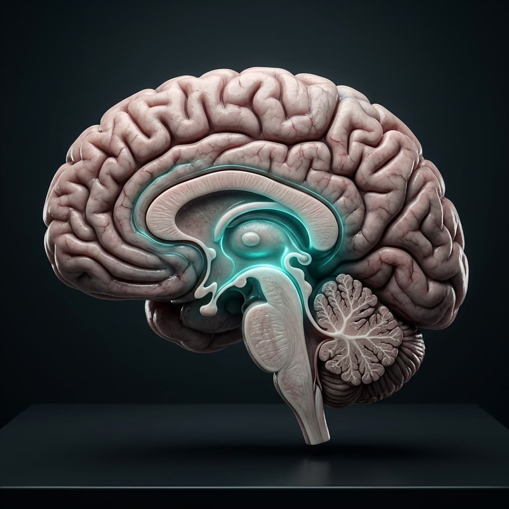 Ultra-premium medical visualization of a human brain showing clinical certainty and restoration